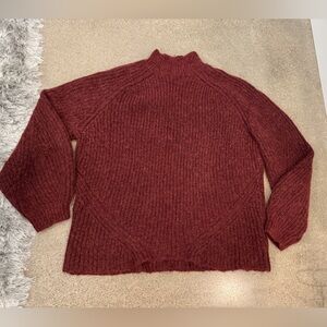 & Other Stories Ribbed Mock neck Sweater in Burgundy
